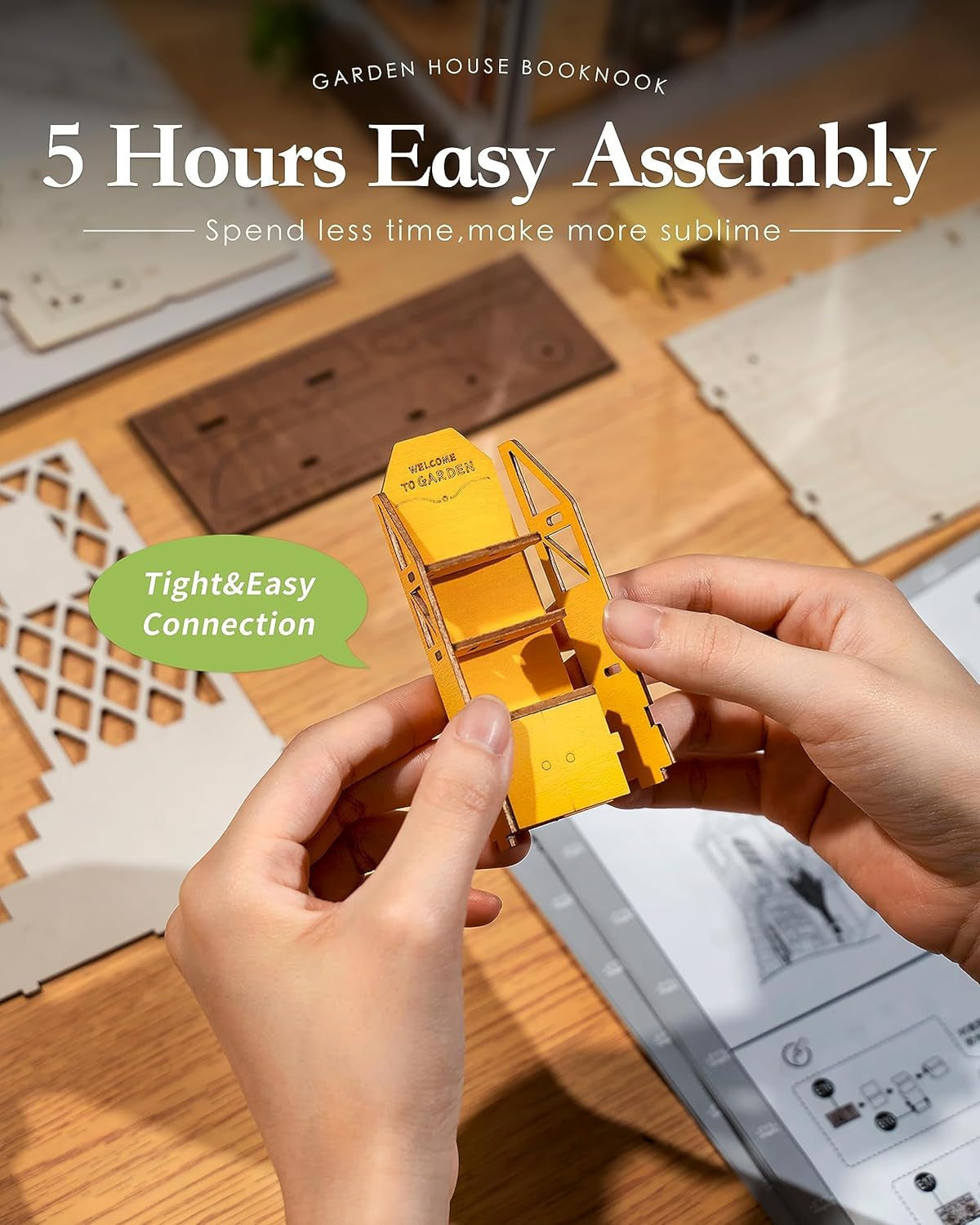 DIY Garden House Book Nook Kit With LED Lights Bookshelf