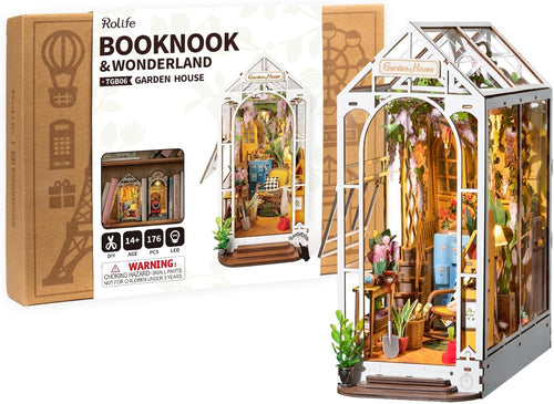 DIY Garden House Book Nook Kit With LED Lights Bookshelf