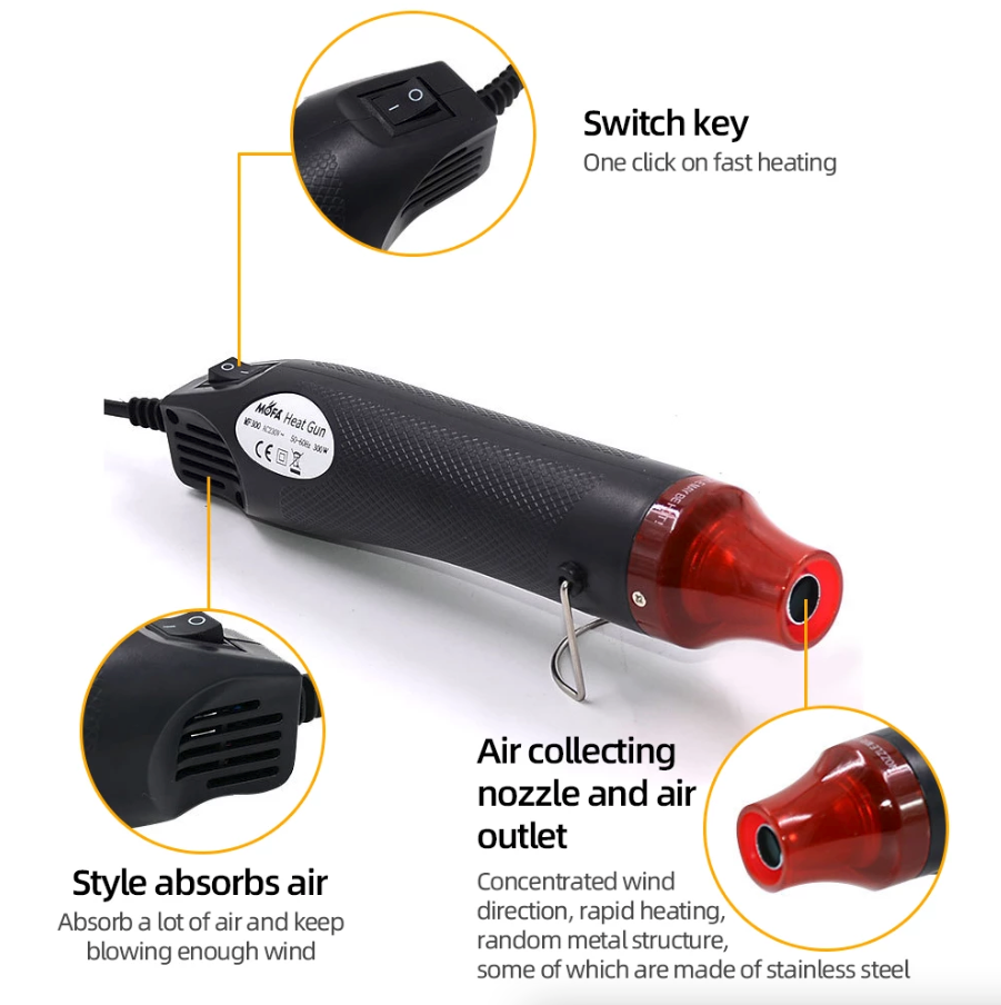 Mini Heat Gun DIY Electric Nozzles Tool Hot Air Gun Embossing Drying