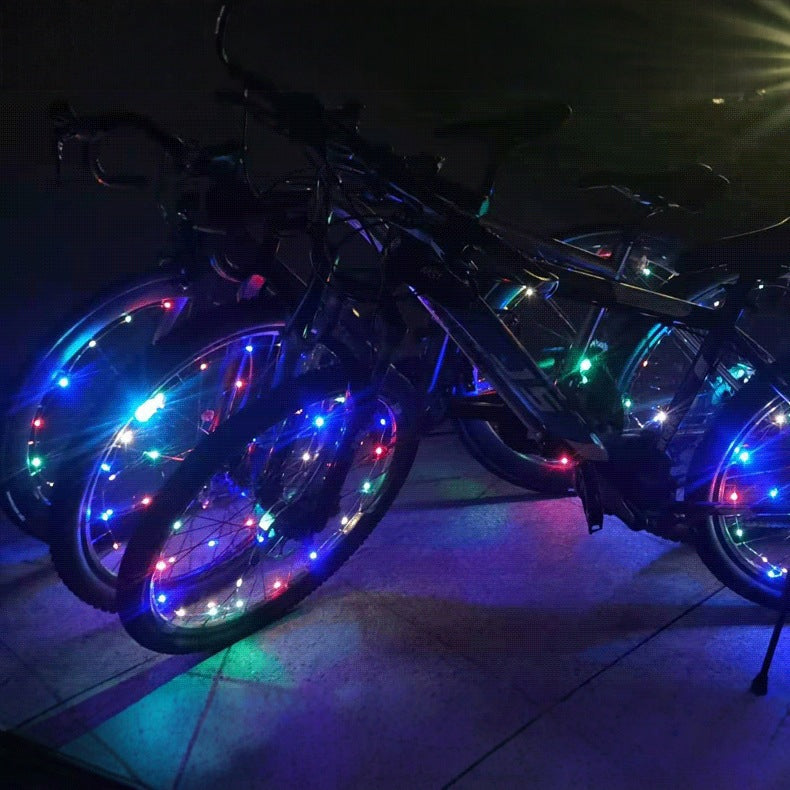 Wholesale bicycle Hot Wheels string lights steel wire headlights outdoor mountain bike wheel lights color road lights