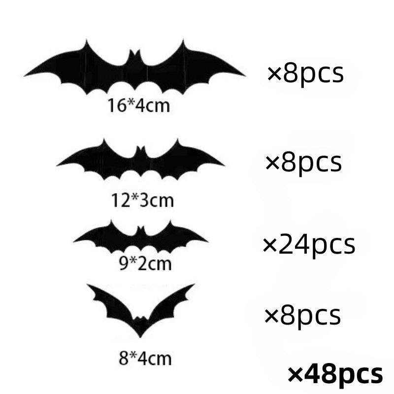 Halloween 3D Bat & Spider Decorations - Multiple Pack Sizes