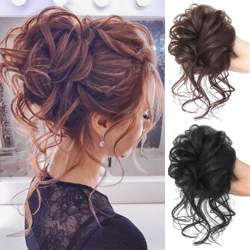 Curly Hair Bun Scrunchie with Long Tendrils - 31 Color Options