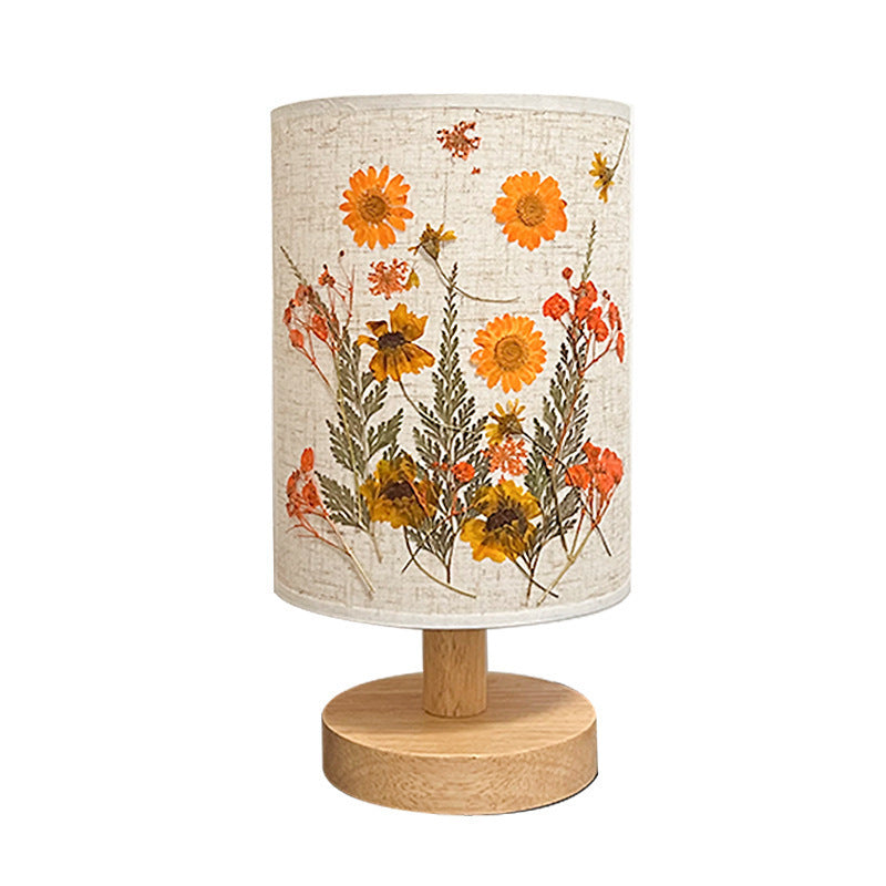 Embossed table lamp creative DIY handmade material dried flower plant paste fabric atmosphere night light