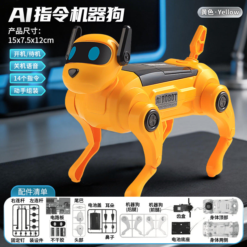 Cross-border ai electric mechanical dog children's educational DIY assembly intelligent simulation pet children's boy toy gift
