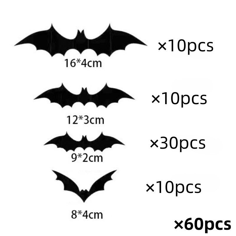 Halloween 3D Bat & Spider Decorations - Multiple Pack Sizes
