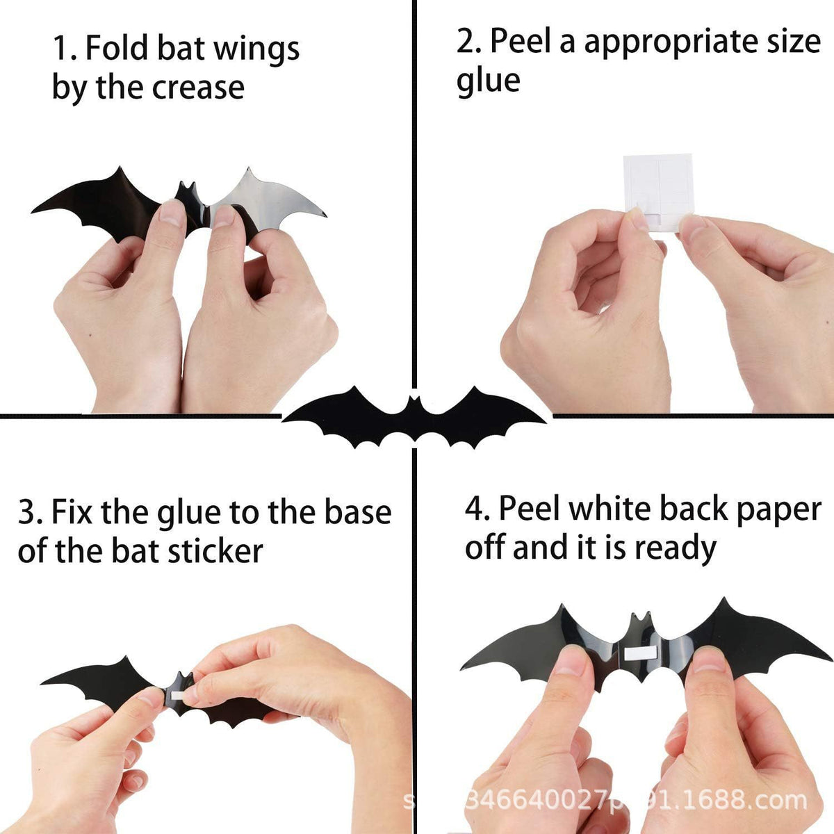 Halloween 3D Bat & Spider Decorations - Multiple Pack Sizes