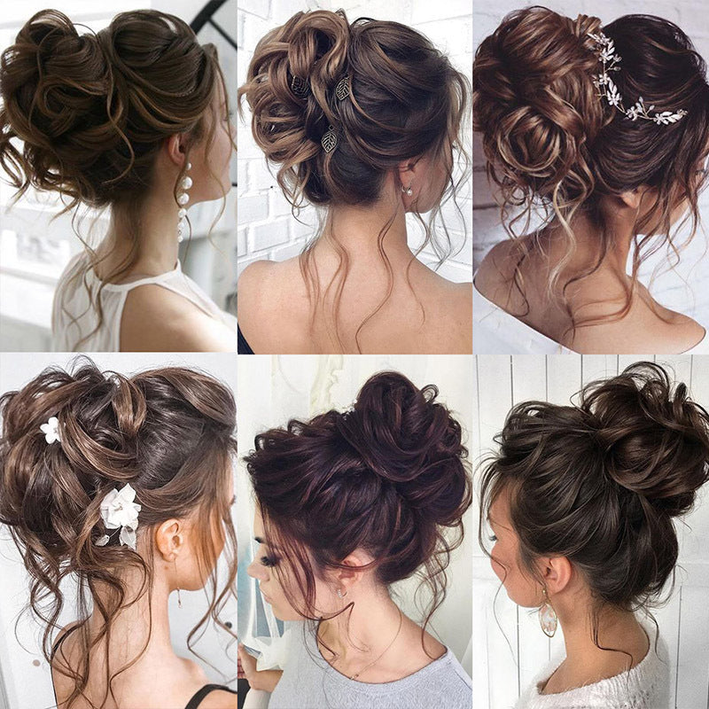 Curly Hair Bun Scrunchie with Long Tendrils - 31 Color Options