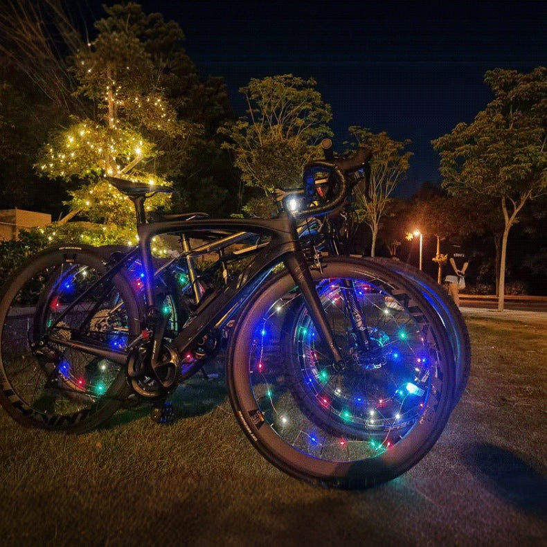 Wholesale bicycle Hot Wheels string lights steel wire headlights outdoor mountain bike wheel lights color road lights