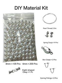 DIY Pearl Kit｜Make 4 Necklaces + 1 Bracelet + 1 Pair of Earrings
