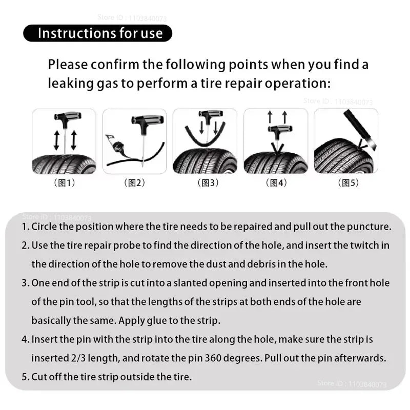 PKWKS New Car Tire Repair Kit Puncture Plug Tools Tyre Puncture