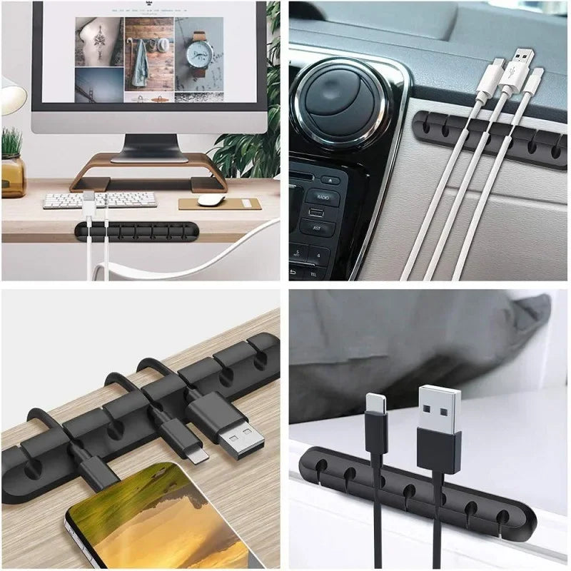 Silicone USB Cable Organizer USB Charging Cable Winder Desktop Tidy