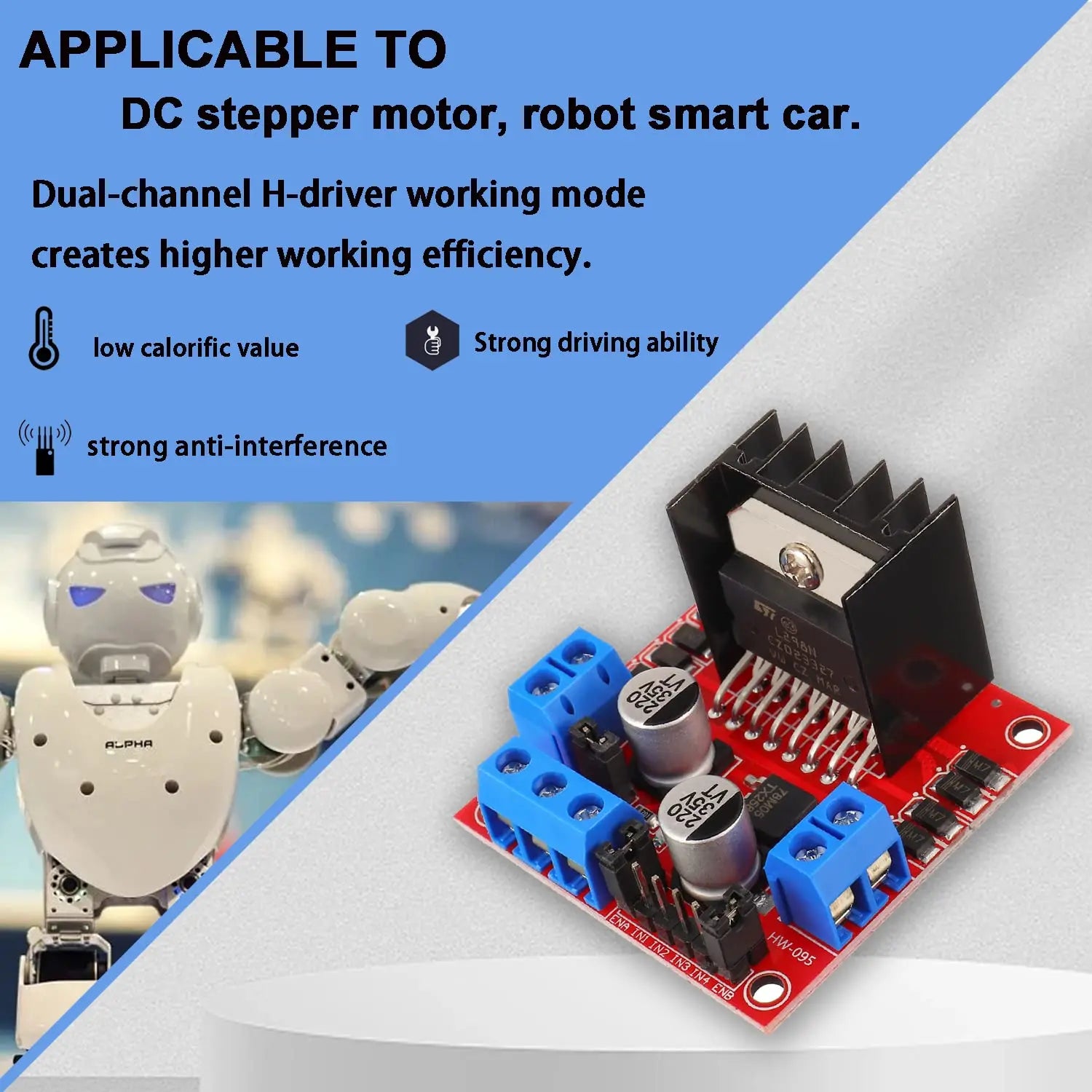 L298N Motor Drive Controller Board DC Dual H-Bridge Robot Stepper