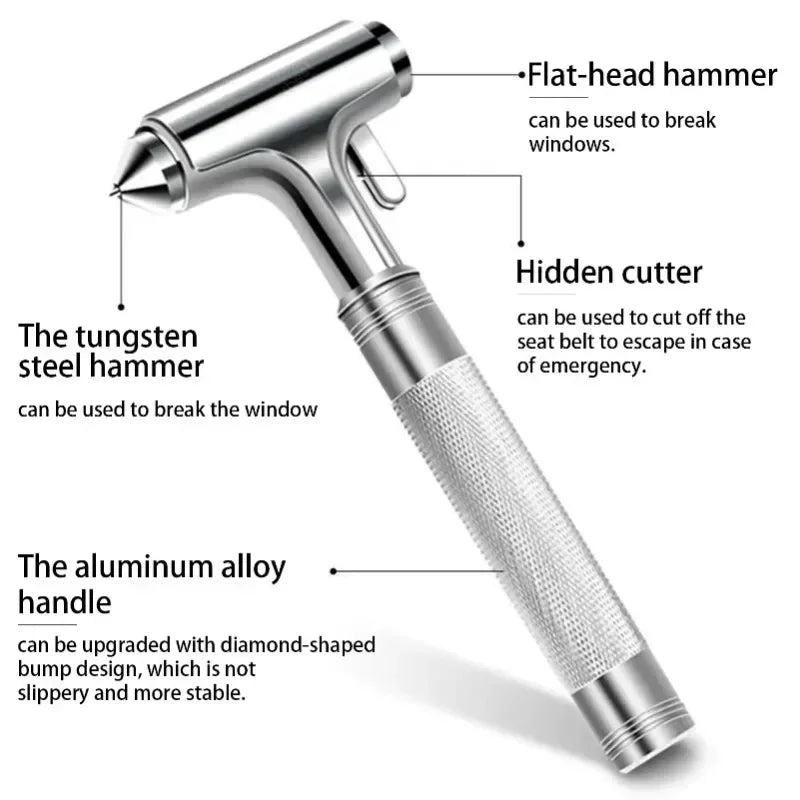 Car seat belt hammer one second to smash double laminated glass three-in-one life-saving fire tungsten steel window breaker car