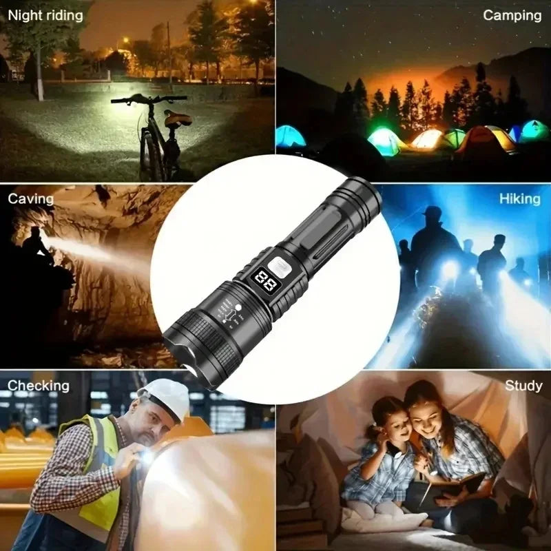 100000LM Super Bright Flashlight Rechargeable LED Torch Long Range