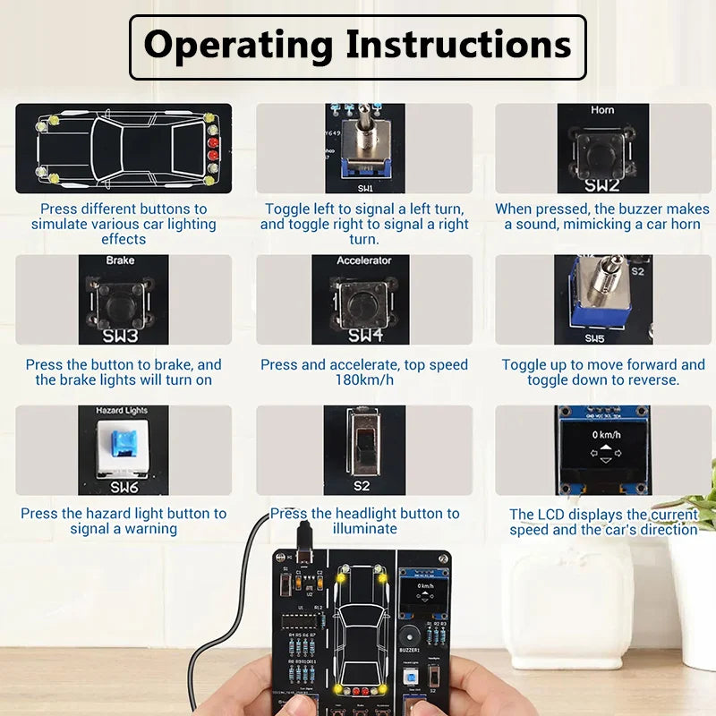 DIY Car Driving Simulation Soldering Practice Kit STEM Electronic