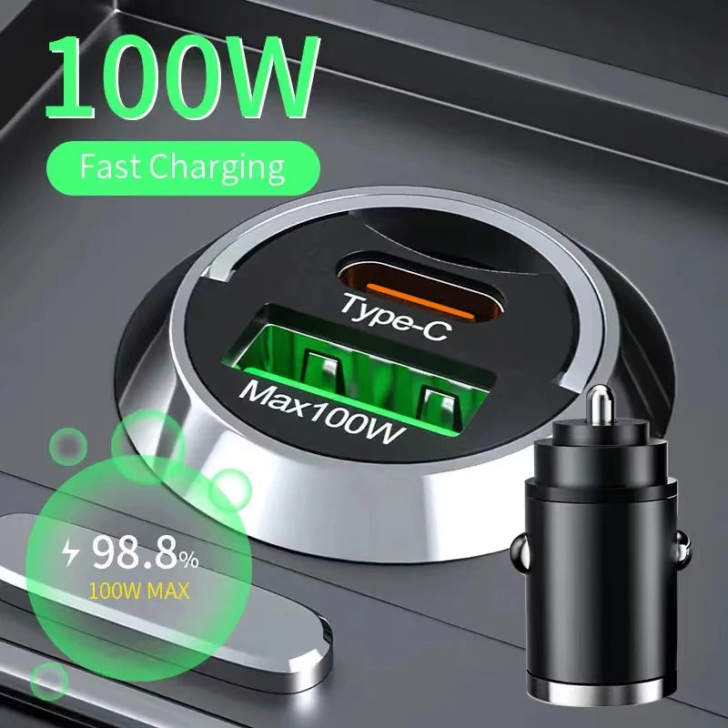 200W USB Car Fast Charger PD USB Quick Charger 3.0 USB Type C Fast