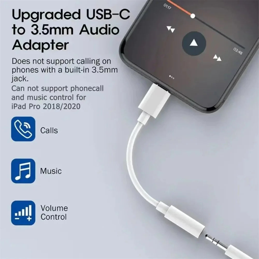 Type C To 3.5mm Aux Adapter USB Type-c 3 5 Jack Audio Cable Earphone
