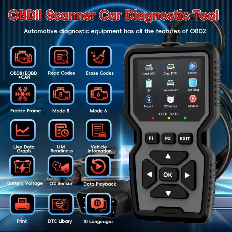 V519 OBD2 Scanner - Handheld Vehicle Inspection and Fault Diagnostic