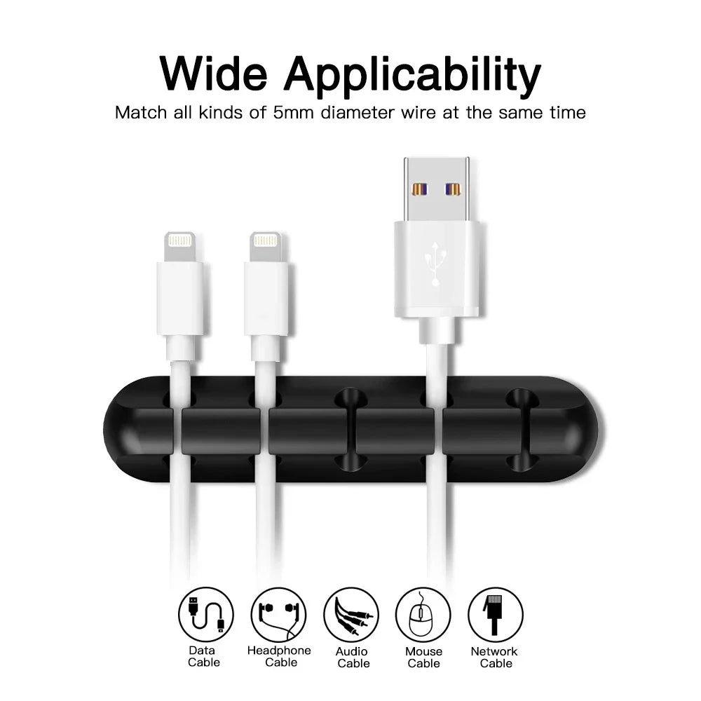 Silicone USB Cable Organizer USB Charging Cable Winder Desktop Tidy