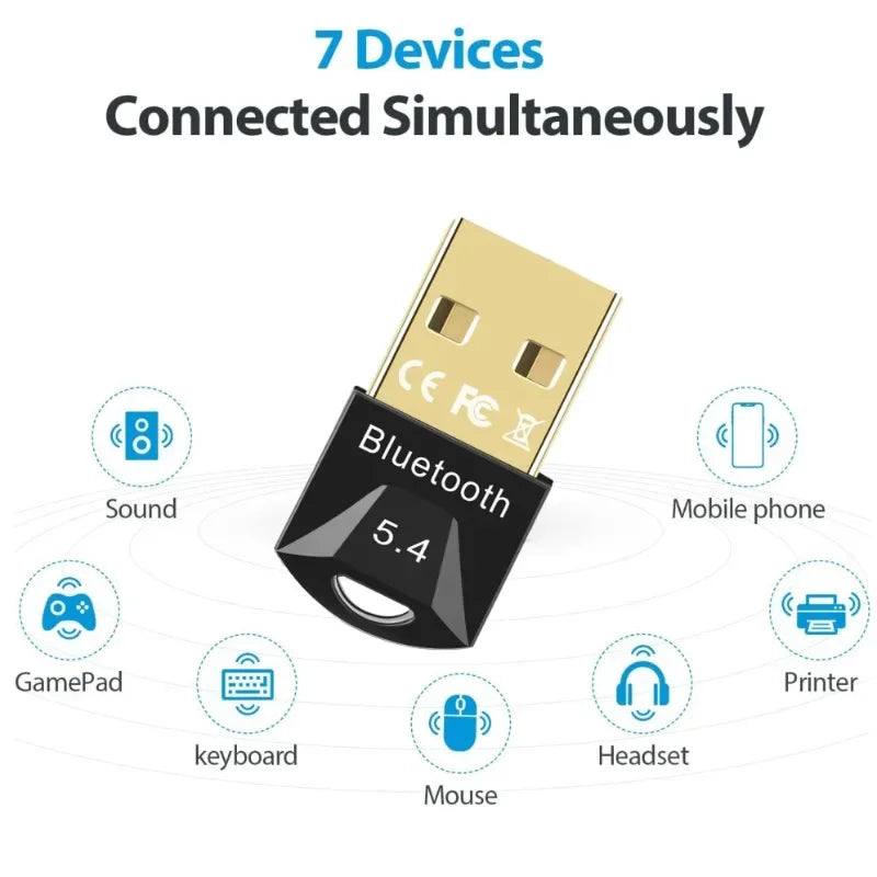 USB Bluetooth Adapter for Pc Usb Bluetooth 5.4/ 5.3/ 5.1/ 5.0 Dongle