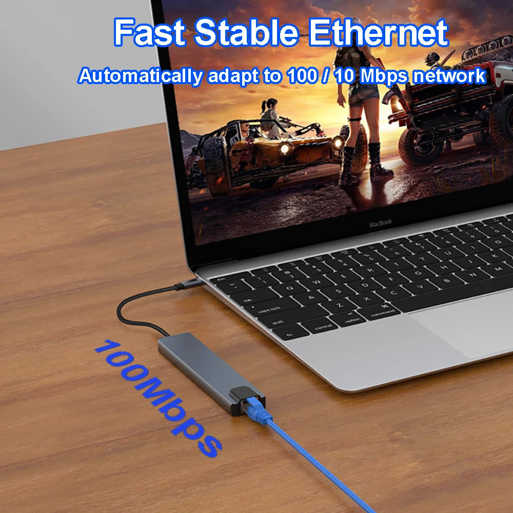 8 in 1 USB C Hub Type C 3.1 to 4K HDMI Adapter USB 3.0 Docking Station