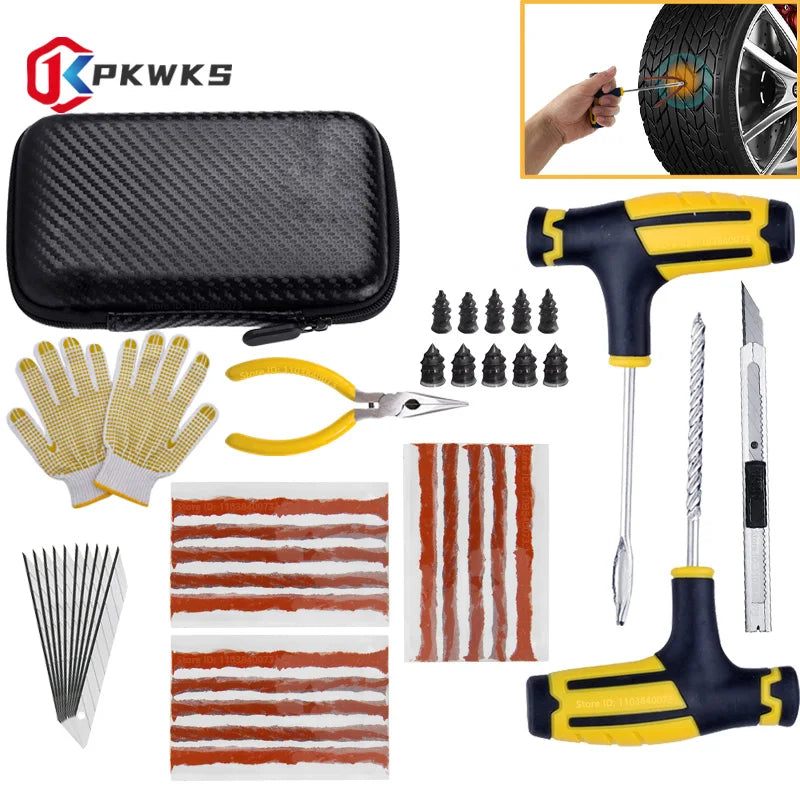 PKWKS New Car Tire Repair Kit Puncture Plug Tools Tyre Puncture