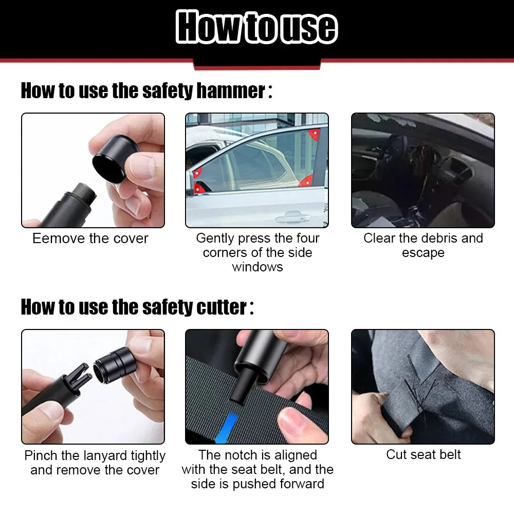 2 In 1 Car Safety Hammer Emergency Window Breaker Car Emergency Kit