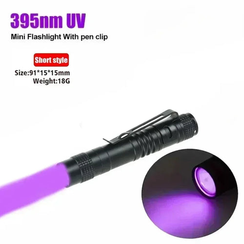 395nm UV Pen Flashlight, Blacklight Flashlight w/ Clip Portable Detector