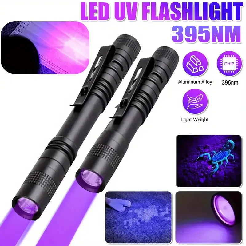 395nm UV Pen Flashlight, Blacklight Flashlight w/ Clip Portable Detector