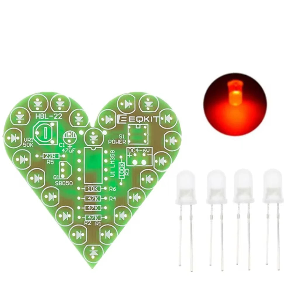 DIY Kit Heart Shape Breathing Lamp Kit Breathing LED Suite Red White