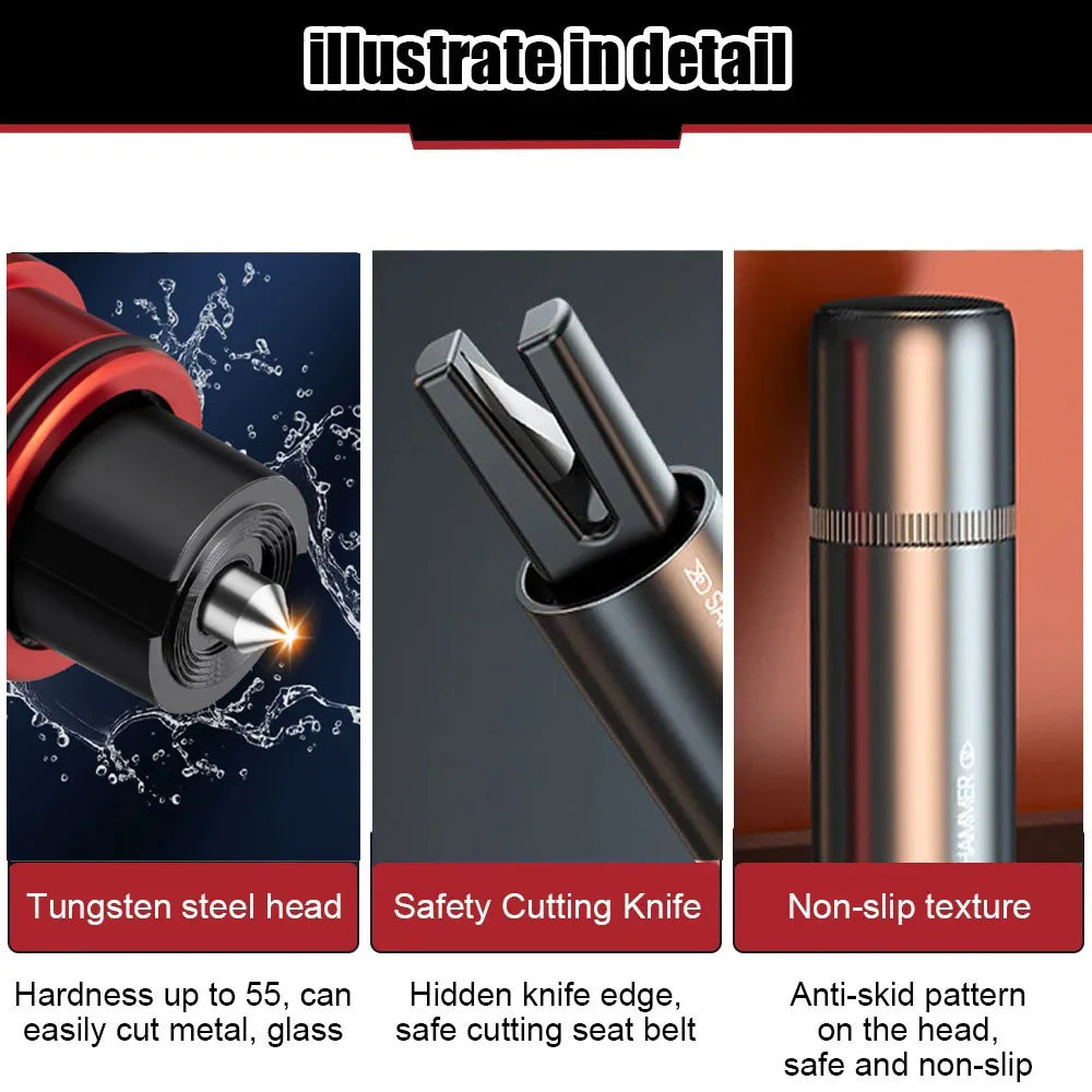 2 In 1 Car Safety Hammer Emergency Window Breaker Car Emergency Kit