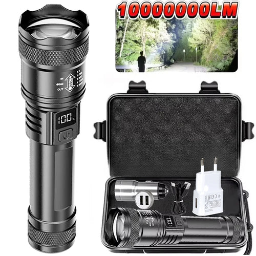 100000LM Super Bright Flashlight Rechargeable LED Torch Long Range