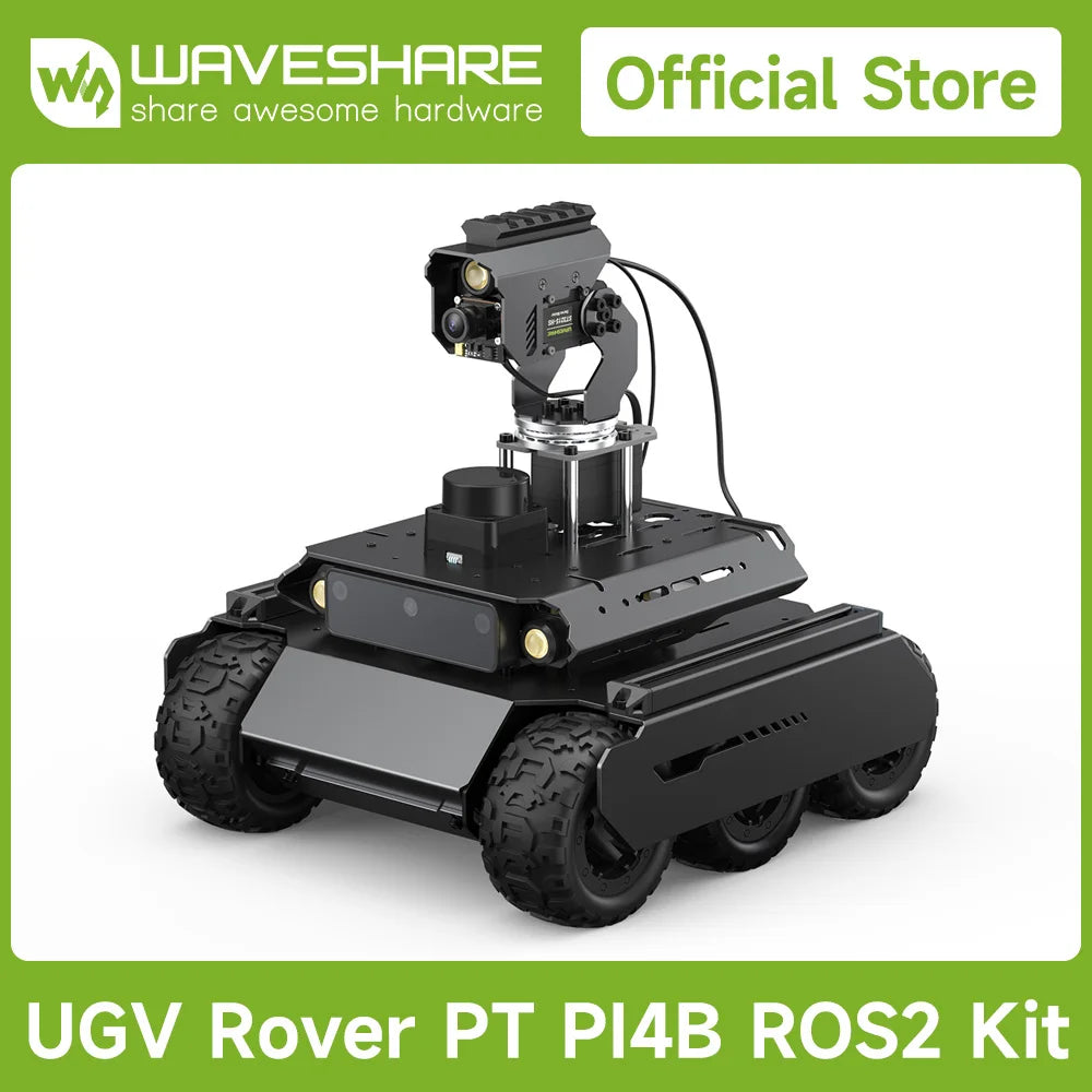 UGV Rover PT PI4B ROS2 Kit Waveshare Open-source 6 Wheels 4WD AI Robot