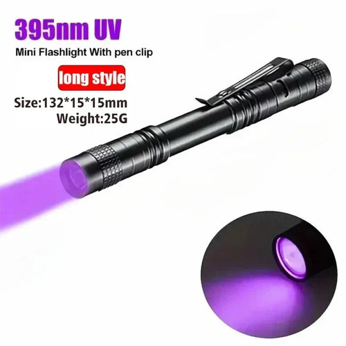 395nm UV Pen Flashlight, Blacklight Flashlight w/ Clip Portable Detector