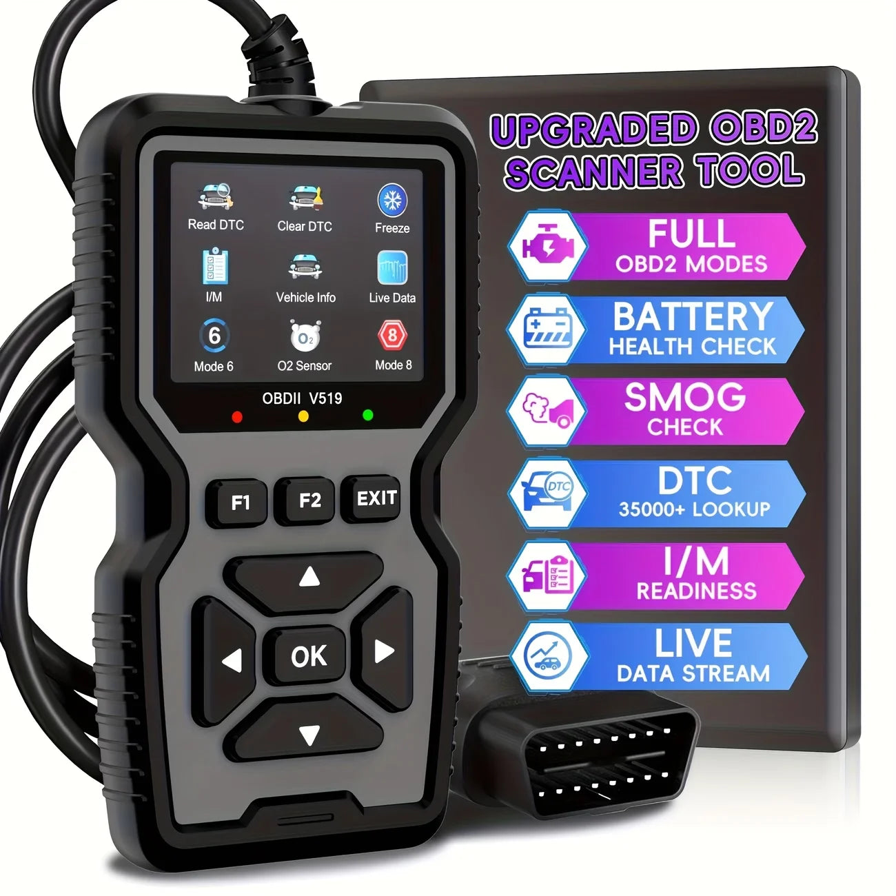 V519 OBD2 Scanner - Handheld Vehicle Inspection and Fault Diagnostic