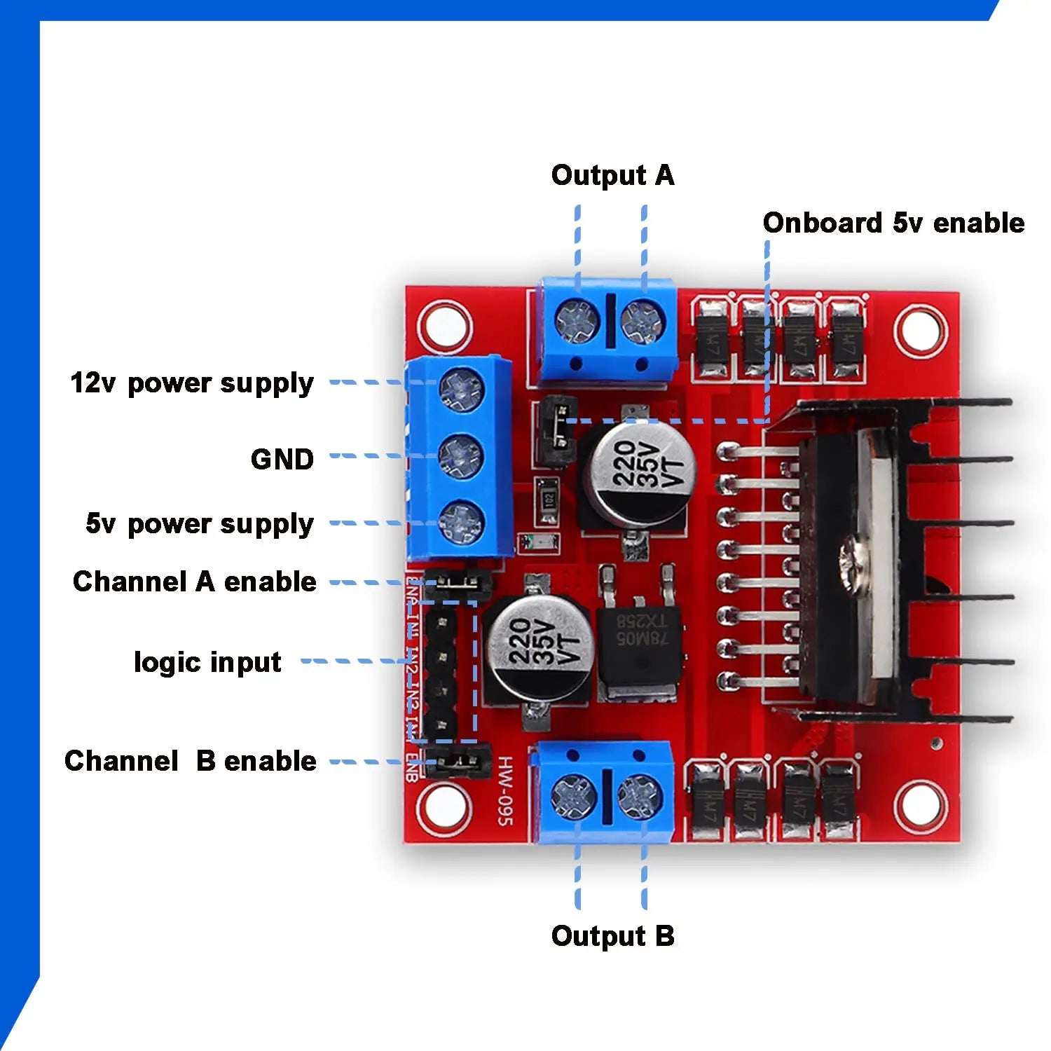 L298N Motor Drive Controller Board DC Dual H-Bridge Robot Stepper