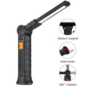 Portable COB LED Flashlight USB Rechargeable Work Light Magnetic