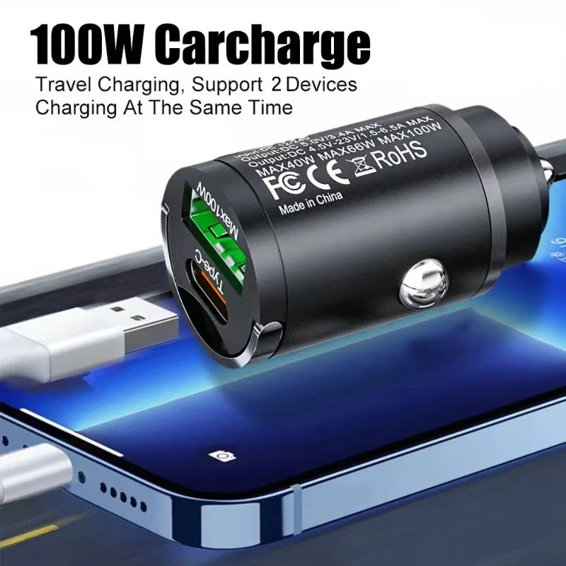200W USB Car Fast Charger PD USB Quick Charger 3.0 USB Type C Fast
