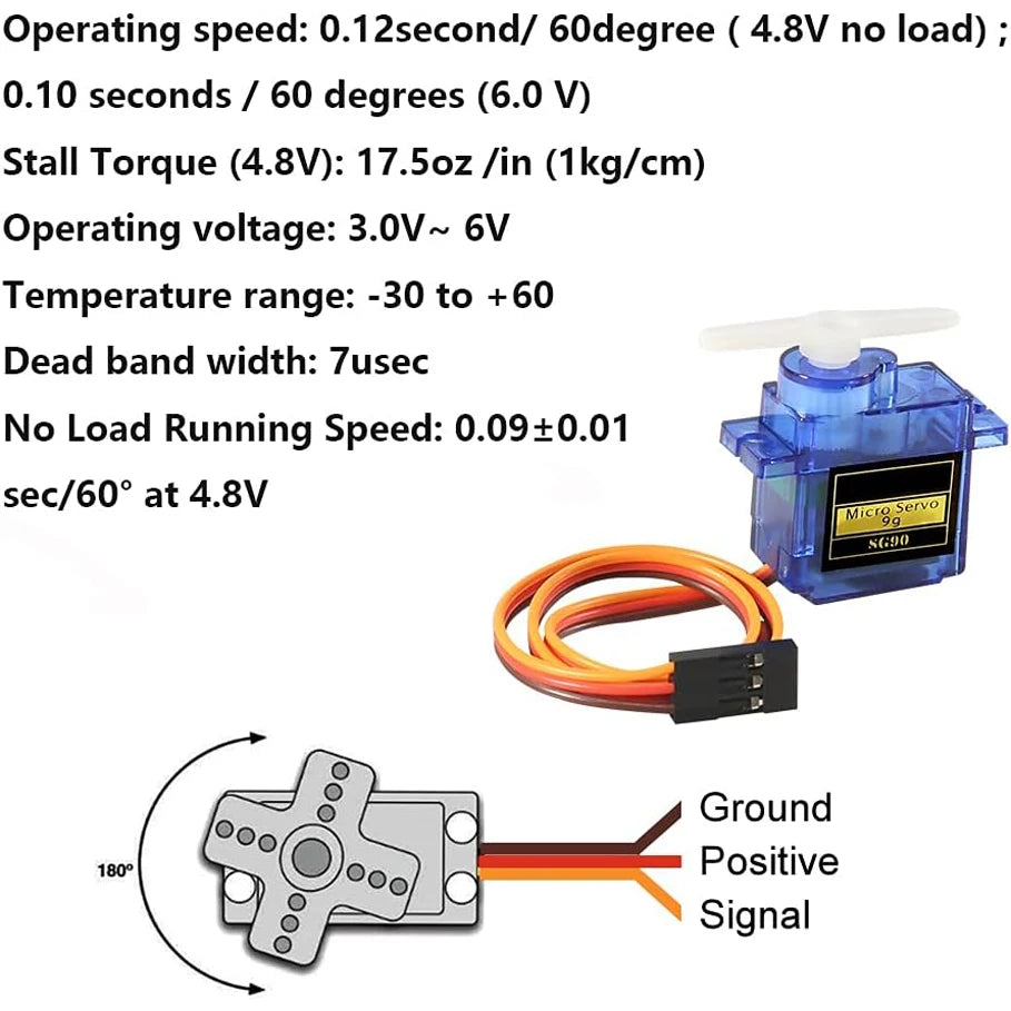 5 Pcs SG90 Micro Servo Motor Mini Servo SG90 9g Servo Kit Compatible