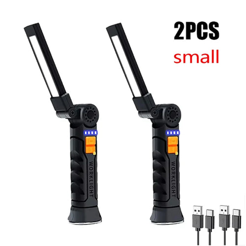 Portable COB LED Flashlight USB Rechargeable Work Light Magnetic