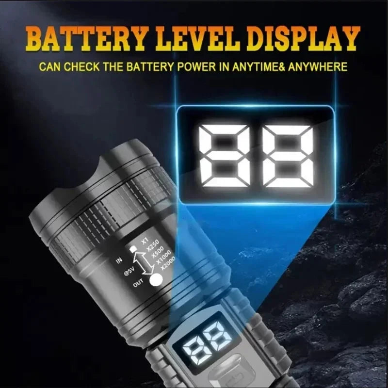100000LM Super Bright Flashlight Rechargeable LED Torch Long Range