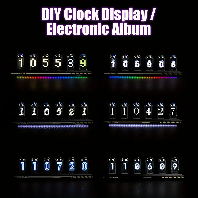Cyberpunk Retro LED DIY Nixie Tube Clock with APP control