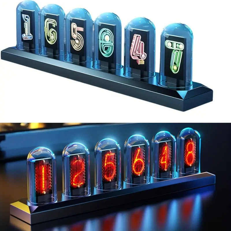 Cyberpunk Retro LED DIY Nixie Tube Clock with APP control